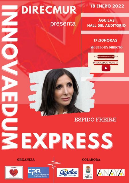 La escritora Espido Freire ofrecerá en Águilas una ponencia incluida en el ciclo de conferencias Innovaedum express
