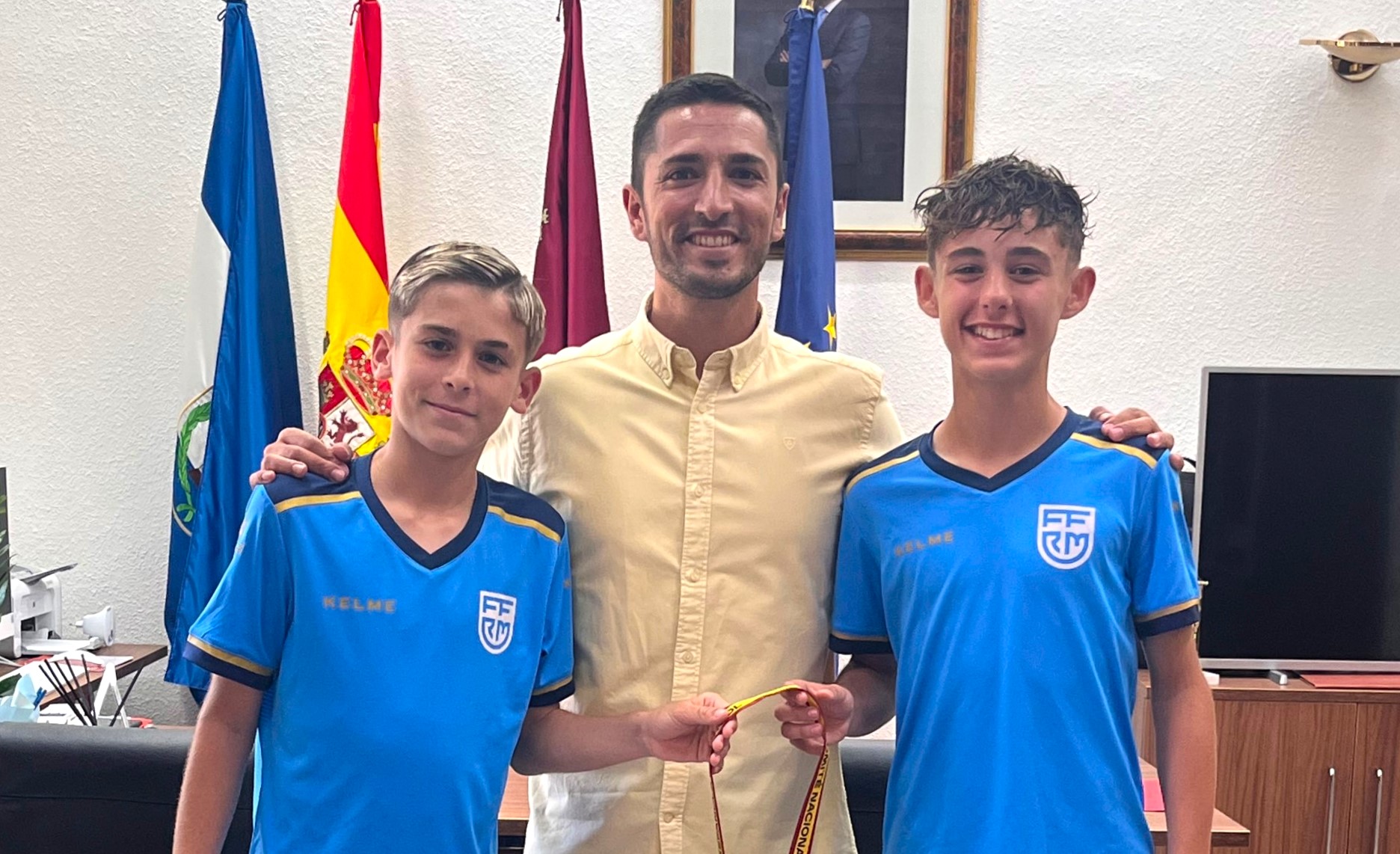 Recepción oficial a los campeones de España Sub-12 de Fútbol Playa, Javier López Díaz y Blas Martínez Alonso
