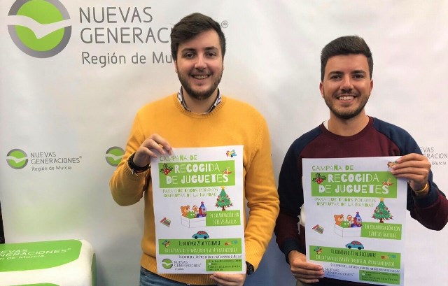 Nuevas Generaciones de Águilas llevará a cabo una campaña solidaria de recogida de juguetes y alimentos para Cáritas 