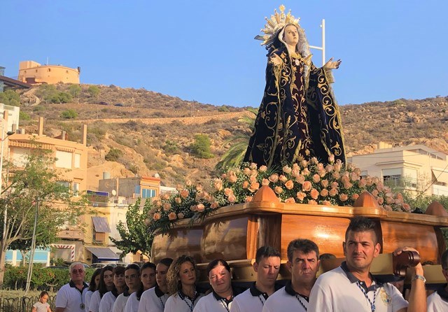 La patrona de Águilas sale en procesión hasta la capilla del Cristo de Medinaceli  