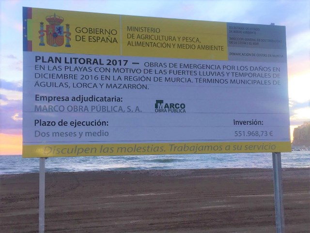  Comienzan los trabajos de recuperación de las playas aguileñas afectadas por el temporal del pasado mes de diciembre
