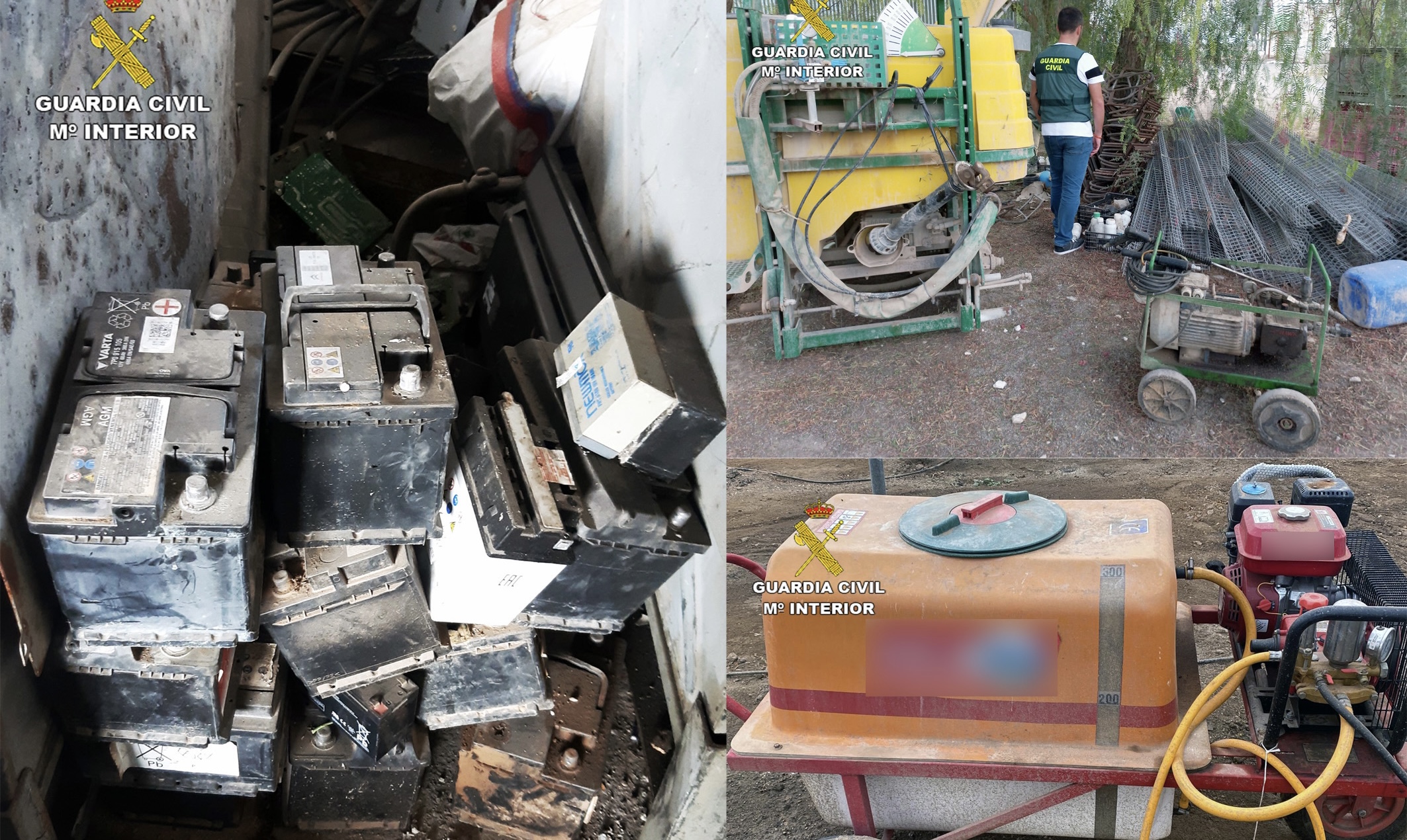 La Guardia Civil desarticula tres grupos delictivos dedicados a la sustracción de cobre y herramientas en la comarca del Guadalentín